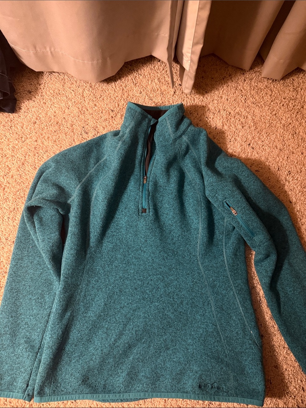 Eddie Bauer Teal Quarter-Zip Turtleneck Fleece